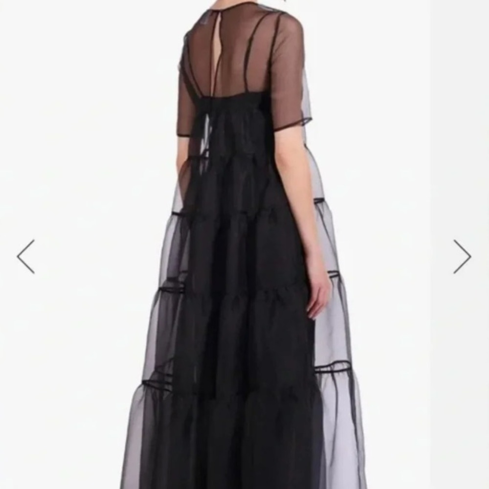 Staud Hyacinth Tiered Organza Overlay Maxi A-Line 2 Piece Dress Black NWT - Picture 2 of 9
